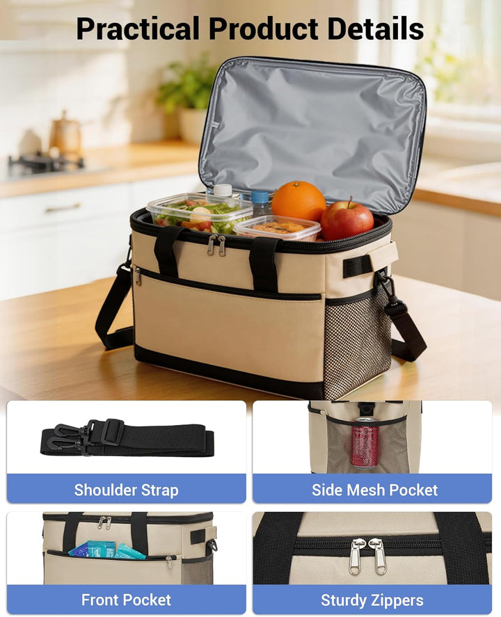 KONO Kühltasche 30L, Grosse Isolierte Lunchtasche Faltbar, Tragbare Thermotasche mit Verstellbarem S