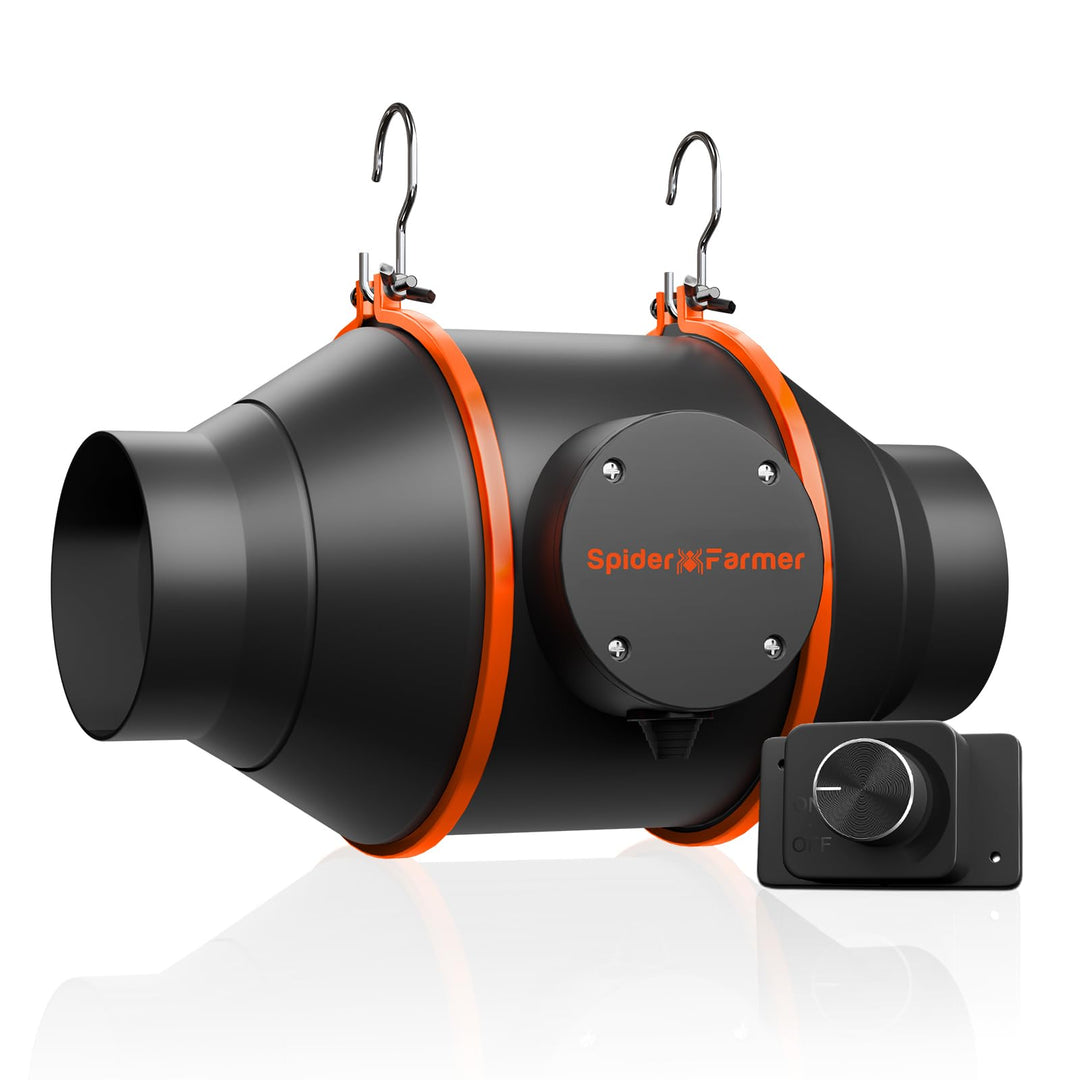 Spider Farmer 100 mm/4 inch Inline-Rohrventilator mit Drehzahlregler, 205 CFM EC Motor Belüftung Abl