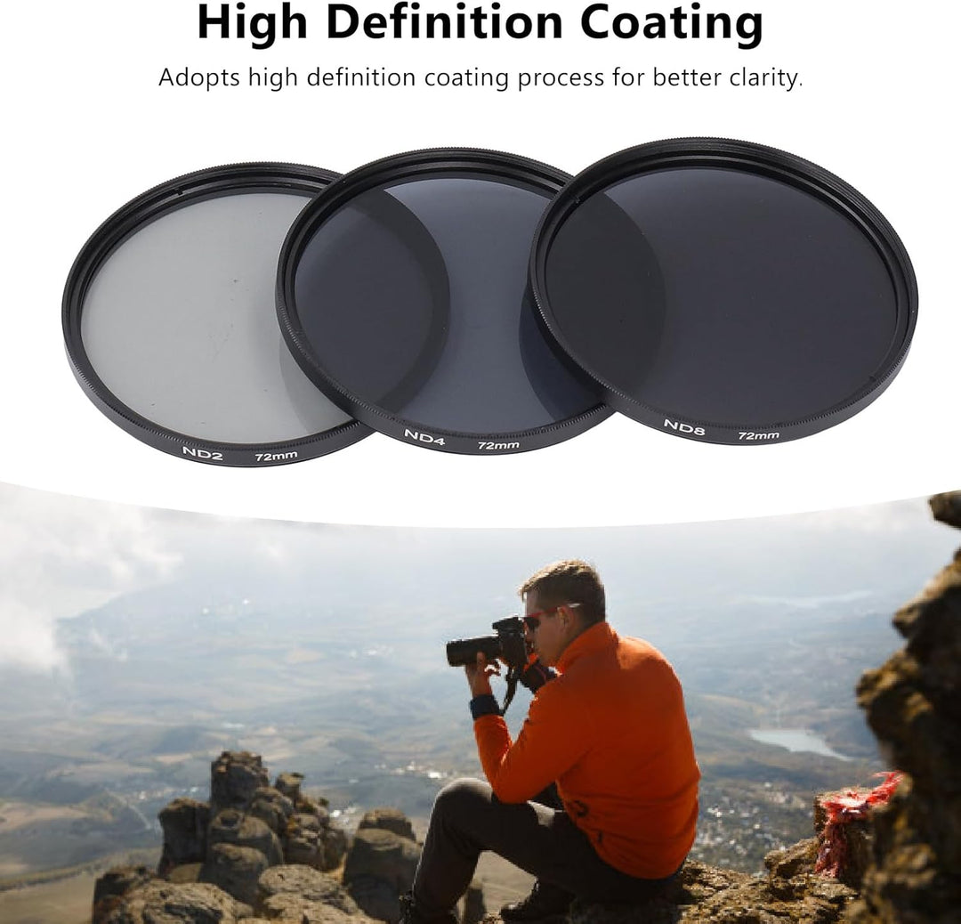 ND-Filterset, mit ND2-Filter, ND4-Filter und ND8-Filter, HD-Mehrschichtbeschichtung, Anti-Überbelich
