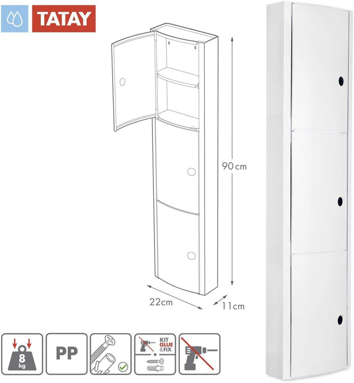 TATAY Watch, Kunststoff, Weiss, 22 x 10 x 90,5 cm, 4480002 Vertikal, Vertikal
