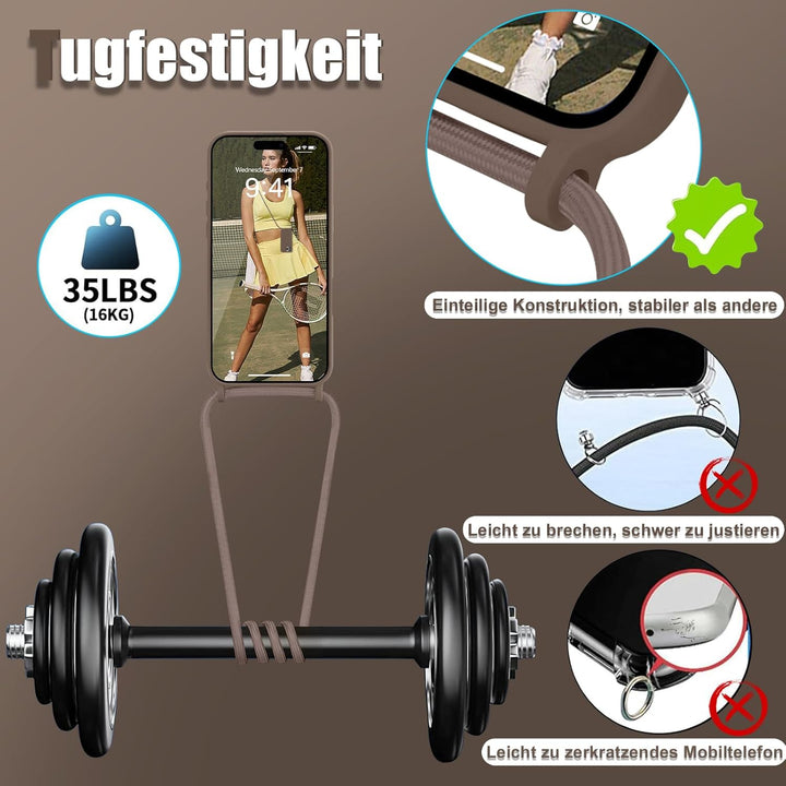 Handyband für iPhone 16 Pro Max Hülle mit Band [Kompatibel mit Magsafe] Flüssig Silikon Magnetische