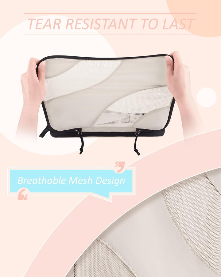 BAGSMART Packing Cubes Compression 6 Stück, Packwürfel Kompression Koffer Organizer Set, Travel Esse
