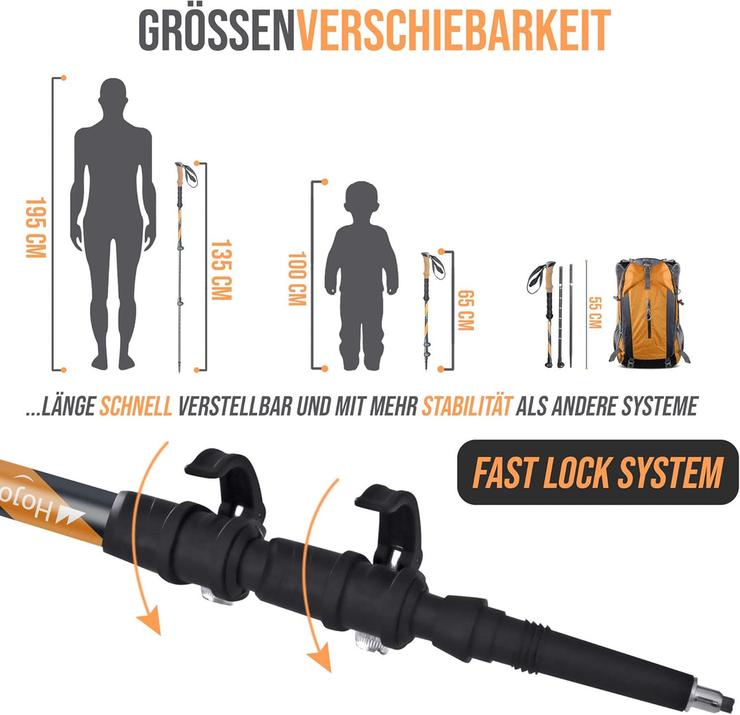 Teleskop Wanderstock Walking Stöcke Verstellbar aus Leicht Aluminium mit Echt Kork Griff zum Wandern