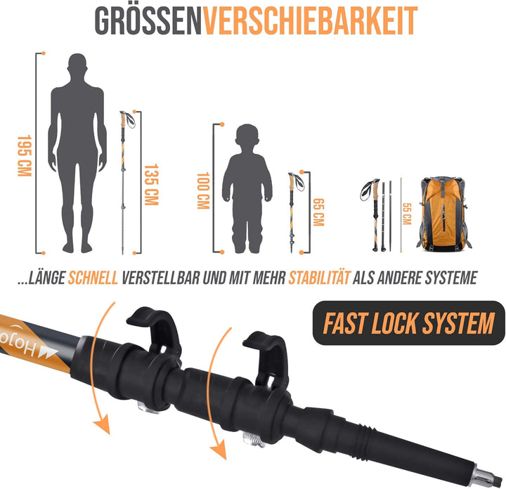 Teleskop Wanderstock Walking Stöcke Verstellbar aus Leicht Aluminium mit Echt Kork Griff zum Wandern