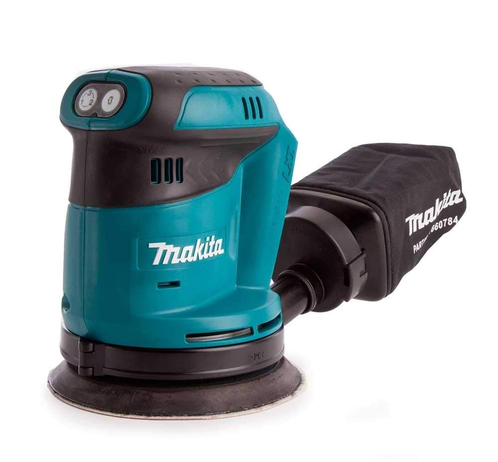 Makita DBO180Z Akku-Exzenterschleifer 18 V (ohne Akku, ohne Ladegerät), Blau, Silber, 125 mm