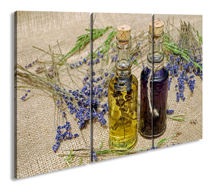 deyoli edles Öl mit Lavendel Format: 120x80 cm (3Teilig) als Leinwandbild, Motiv fertig gerahmt auf
