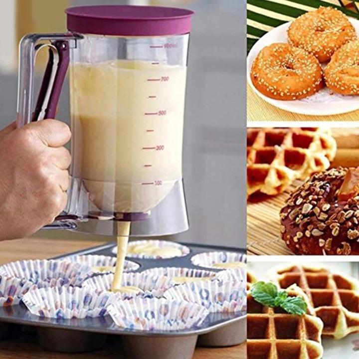 Pancake Dosierer BPA-frei, breite Öffnung mit Verriegelungsgriff - Teigdispenser für Pfannkuchen & F