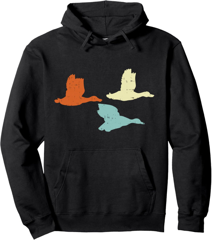 Duck Silhouette Retro Country Farming Animal Farmer Gift Pullover Hoodie