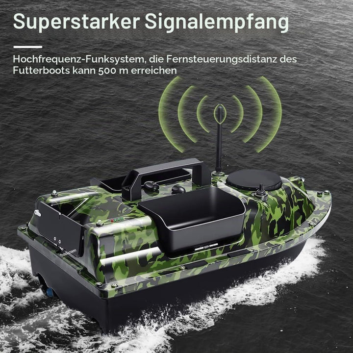 500M 3 Hopper GPS futterboot mit echolot und GPS, LCD Sensor Fischfinder, Mit Handtasche, 12000mAh B
