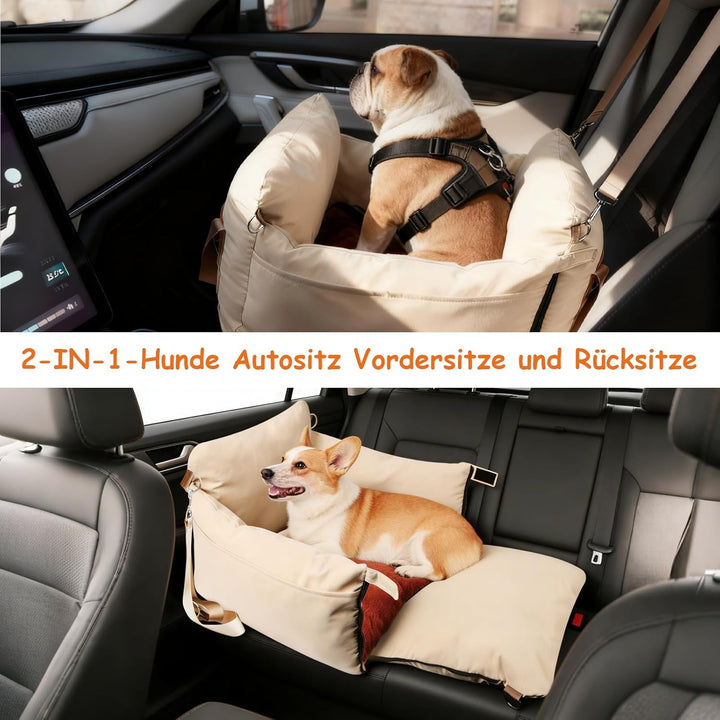 Autositz für kleine Hunde, Wasserdichter 2-in-1-Sitzerhöher für Haustiere mit Seitlichen Griffen und
