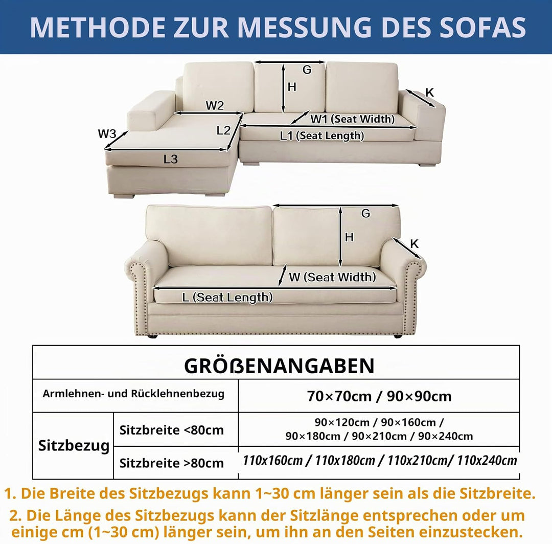 Eismodra Sofa Überzug,Sofabezug 3 Sitzer,Anti-Rutsch-Couch Überzug für L Form Sofaschoner Chaiselong