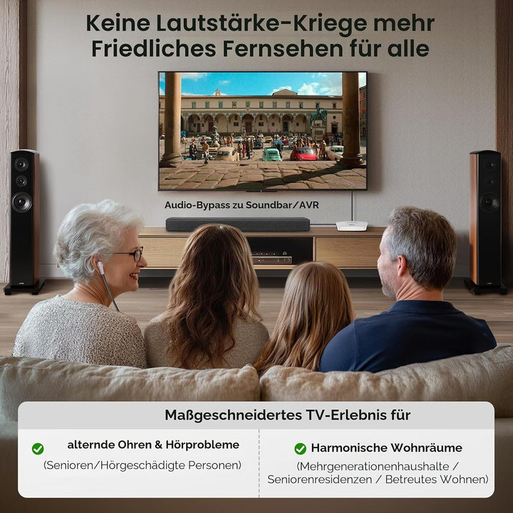 SIMOLIO Kabellose TV Kopfhörer SM-823D Pro Wireless TV Kopfhörer für Senioren, Persönlicher Audio-Ve