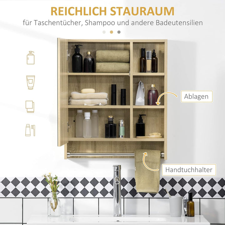 kleankin Spiegelschrank Badezimmer Wandschrank Badspiegelschrank mit Soft-Close-Funktion Badmöbel mi
