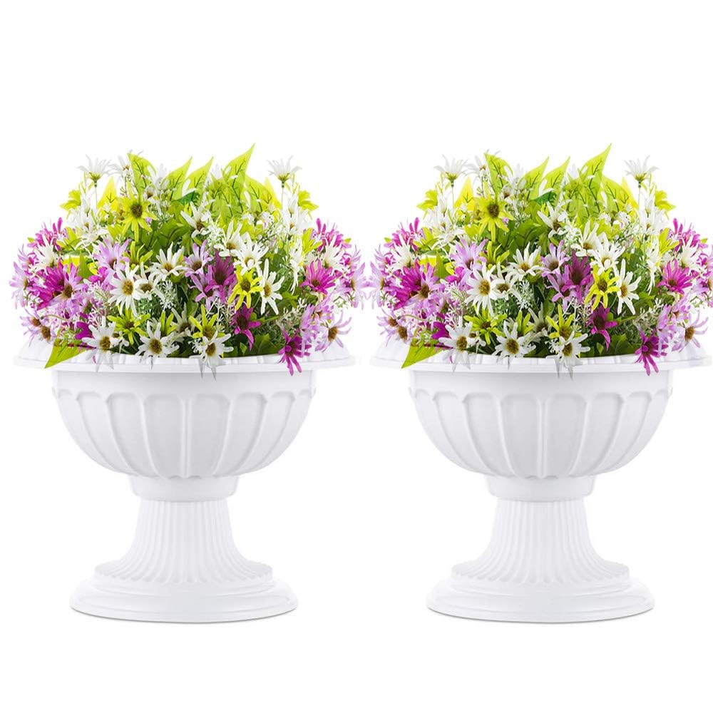 NUPTIO 2 Stück Pflanzen Blumenspindel, Dekorative Urne aus Kunststoff mit Einer Höhe von 26cm, Hoher