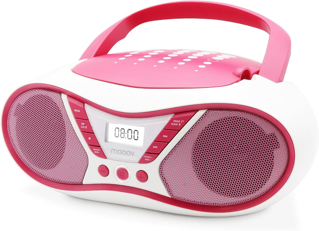 MOOOV 477410 Tragbarer CD-Player mit Radio, USB, Lautsprecher - Mini Kofferradio für Kinder & Senior