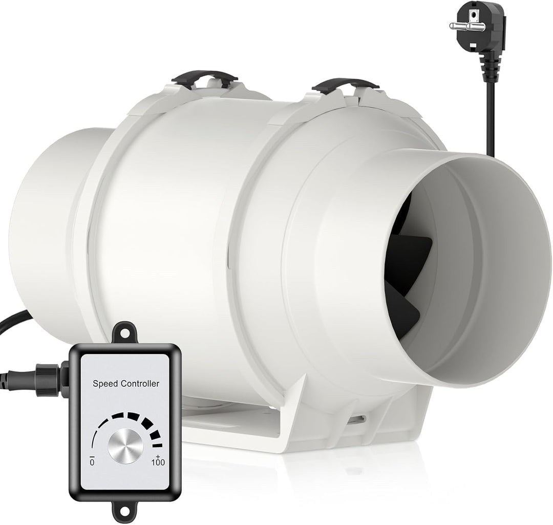 HG Power 125mm Regelbar Abluftventilator, Rohrventilator mit Ventilator Drehzahlregler Energiesparen