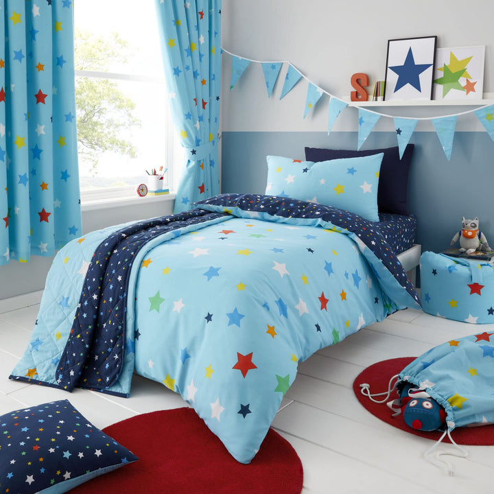 Happy Linen Company Bettwäsche-Set für Mädchen und Jungen, verschiedene Sterne, wendbar, für Doppelb