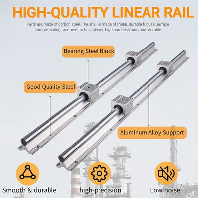 CNCYEAH 4 Stück Linearführung SBR16-600mm Linearlager-Gleitset mit 4 Linearführungswellen und 8 SBR1