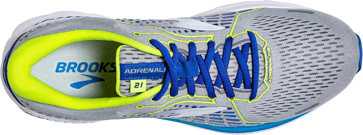 Brooks Herren Adrenaline Gts 21 Laufschuhe 44.5 EU Grey White Indigo, 44.5 EU Grey White Indigo