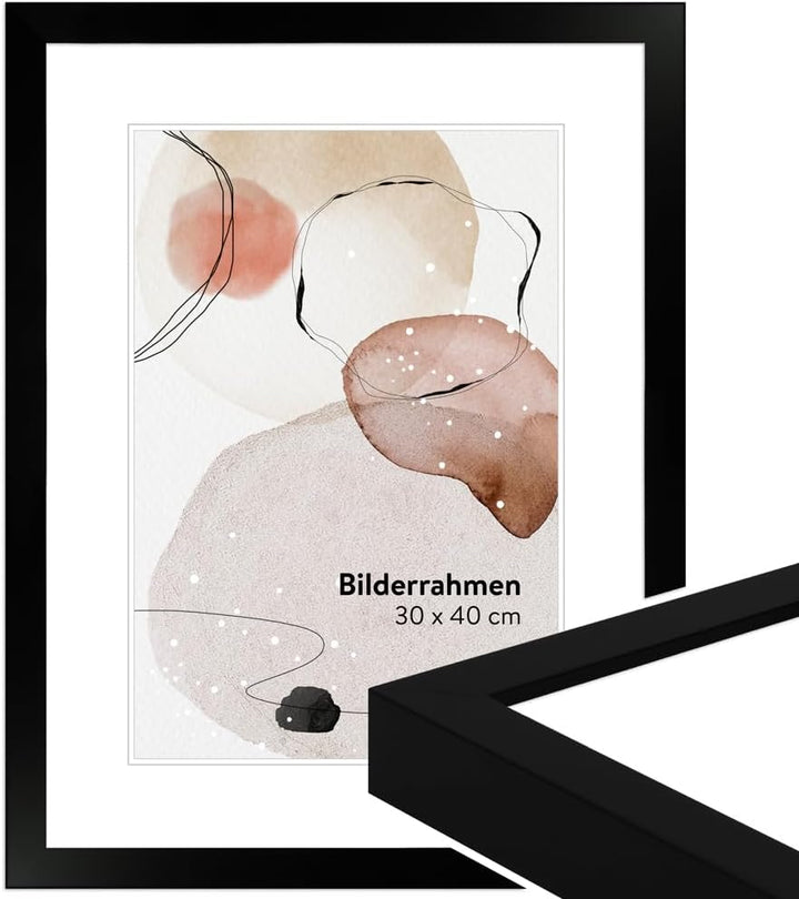 WANDStyle Bilderrahmen KLASSISCH 30x90 I Farbe: Schwarz I Holzbilderrahmen I Bilderrahmen Modern I M