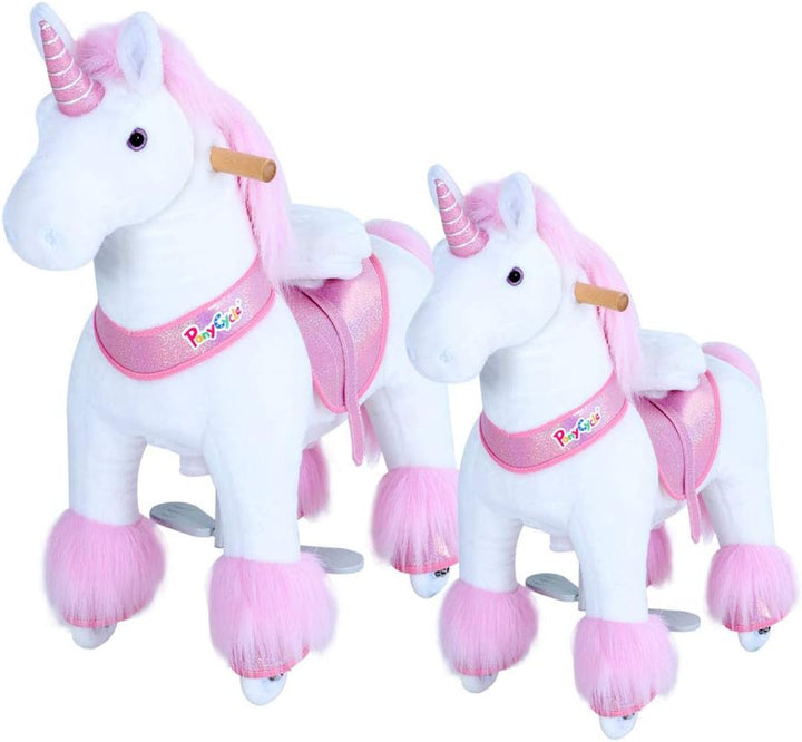 PonyCycle Offizielle Klassisch U-Serie Reiten auf Einhorn Spielzeug Plüsch Lauftier Rosa Einhorn für