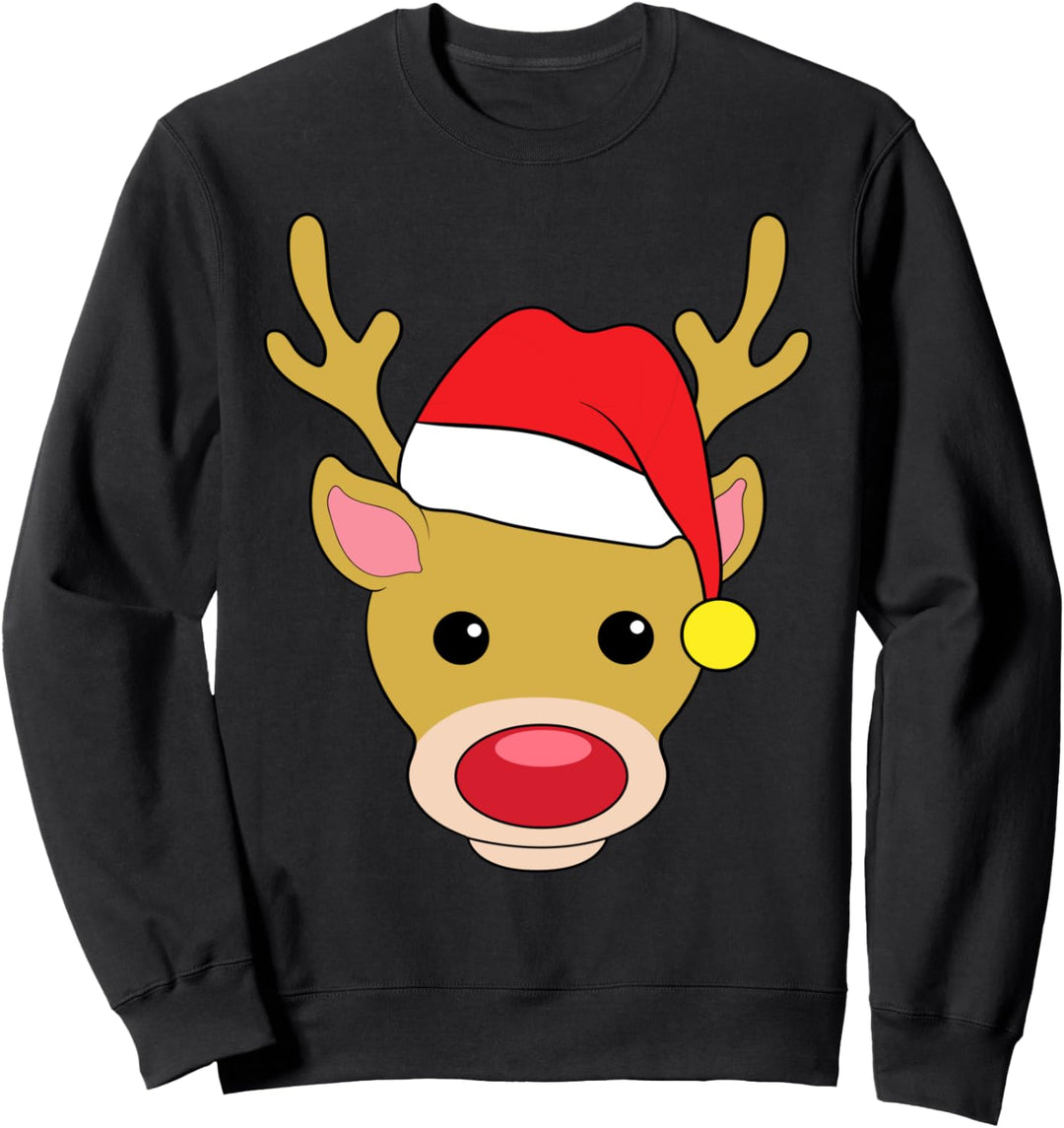Weihnachten Rudolph Rentier mit Weihnachtsmütze Sweatshirt