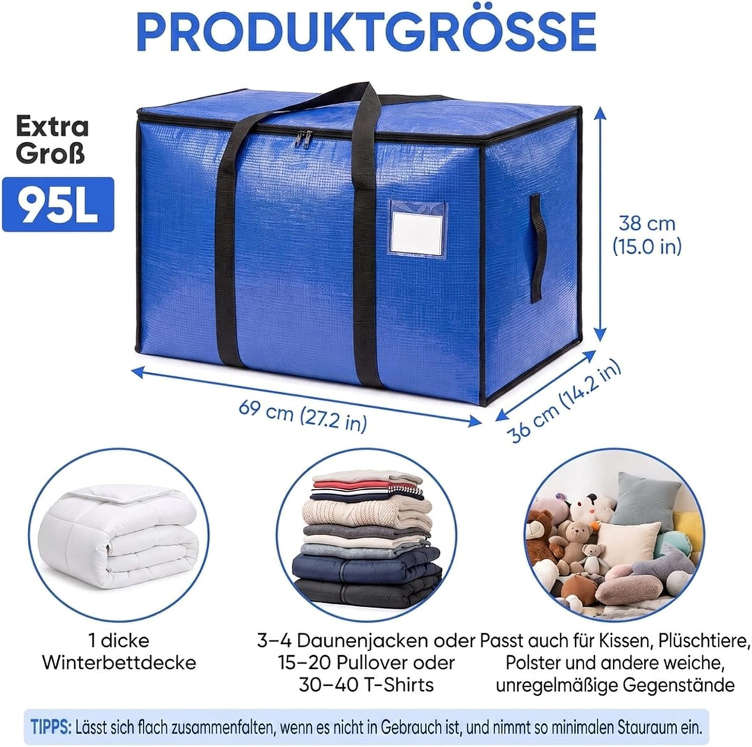 NEVERLAND Aufbewahrungstasche 4er 95L 69 x 36 x 38 cm blau Umzugskarton