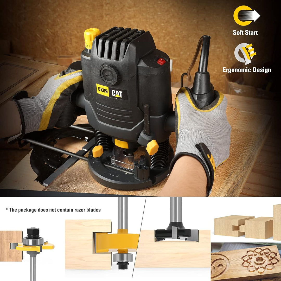 CAT Caterpillar DX89 - Oberfräse / 3 x Spannzange / 2100 Watt/Spindle-Lock Technologie/inkl. Zubehör