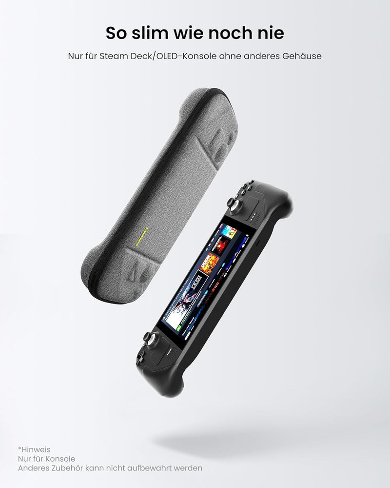 tomtoc Slim Hülle Case für Steam Deck/Steam Deck OLED, Rundumschutz Tasche Reise Tragetasche Hartsch