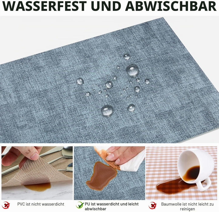 Platzsets Abwaschbar 6er Set, Leder Hitzebeständige Tischset, Wasserdicht Küche Tischset Platzset Ab