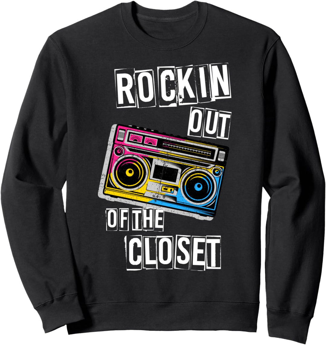 Subtile Pan Pride Flag Rockin Out Pansexual LGBTQ Parade Sweatshirt