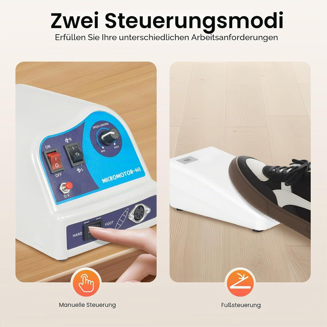 Labor Mikromotor, 80W Elektro-Mikromotor mit Handstück, Schleifen Poliere Mikromotor 0-45000rpm/min