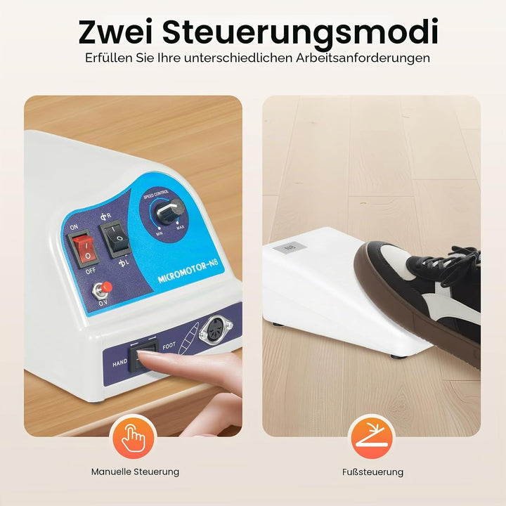 Labor Mikromotor, 80W Elektro-Mikromotor mit Handstück, Schleifen Poliere Mikromotor 0-45000rpm/min