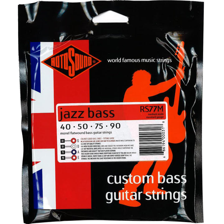Rotosound Monel Bass-Saiten Flachdraht mittellange Mensur Medium 40 50 75 90