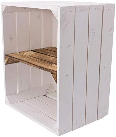 9er Set Neue weisse/Weisse Obstkiste mit Einlegeboden/Zwischenbrett in geflammt Quer 50cm x 40cm x 3