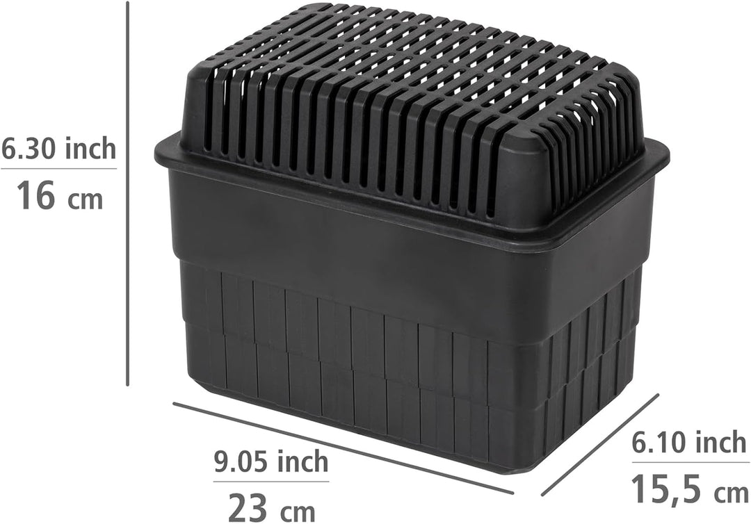 WENKO Feuchtigkeitskiller, Luftentfeuchter mit 1 kg Granulat-Block, passend für Bad, Garage, Keller,