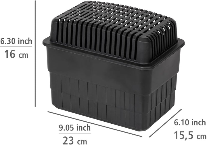 WENKO Feuchtigkeitskiller, Luftentfeuchter mit 1 kg Granulat-Block, passend für Bad, Garage, Keller,