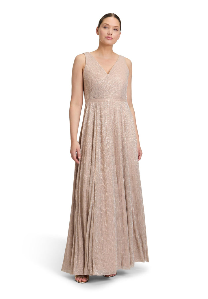 Vera Mont Damen Abendkleid mit Plissee 36 Cream/White, 36 Cream/White