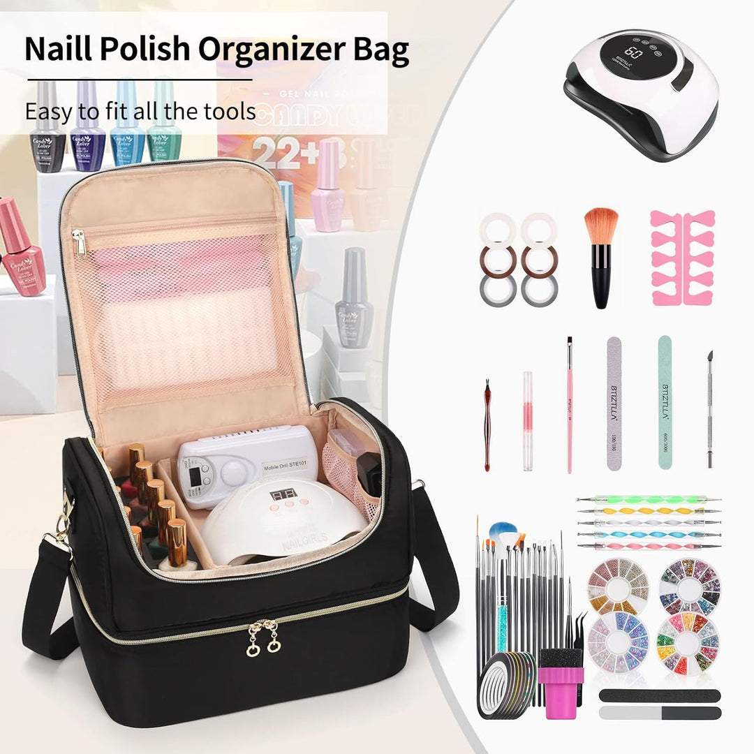 Nagellack Aufbewahrung, Doppelschicht Gellack Organizer Tasche, Reise Gel-Nagellack Aufbewahrungsbox