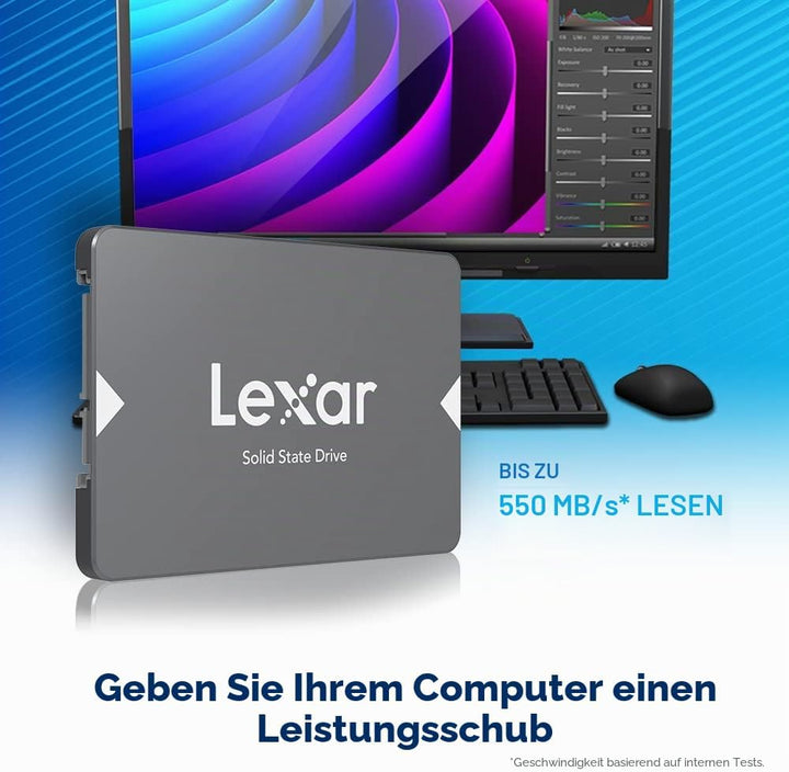 Lexar NS100 2,5" SATA III (6Gb/s) Interne SSD 128GB, Solid-State-Laufwerk, Bis zu 520 MB/s Lesen, fü
