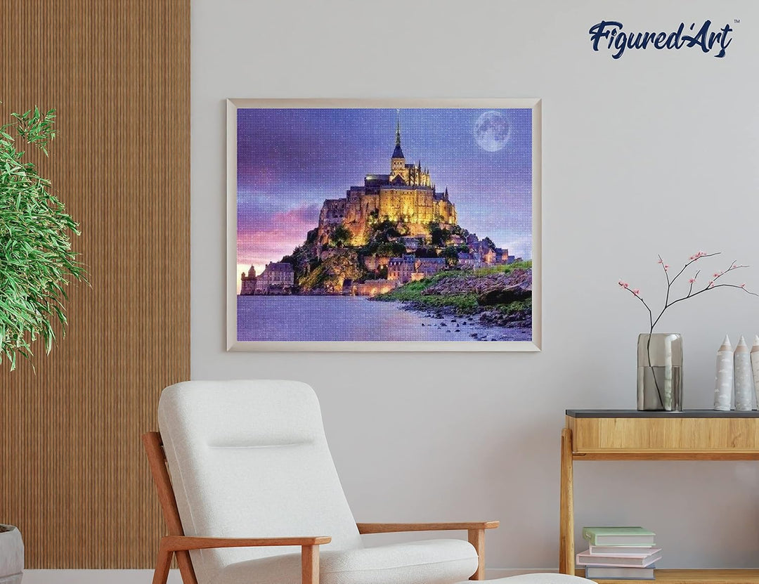 Figured'Art Diamond Painting Erwachsene 40x50cm Mit Rahmen Ganze Leinwand gespannt Mont-Saint-Michel