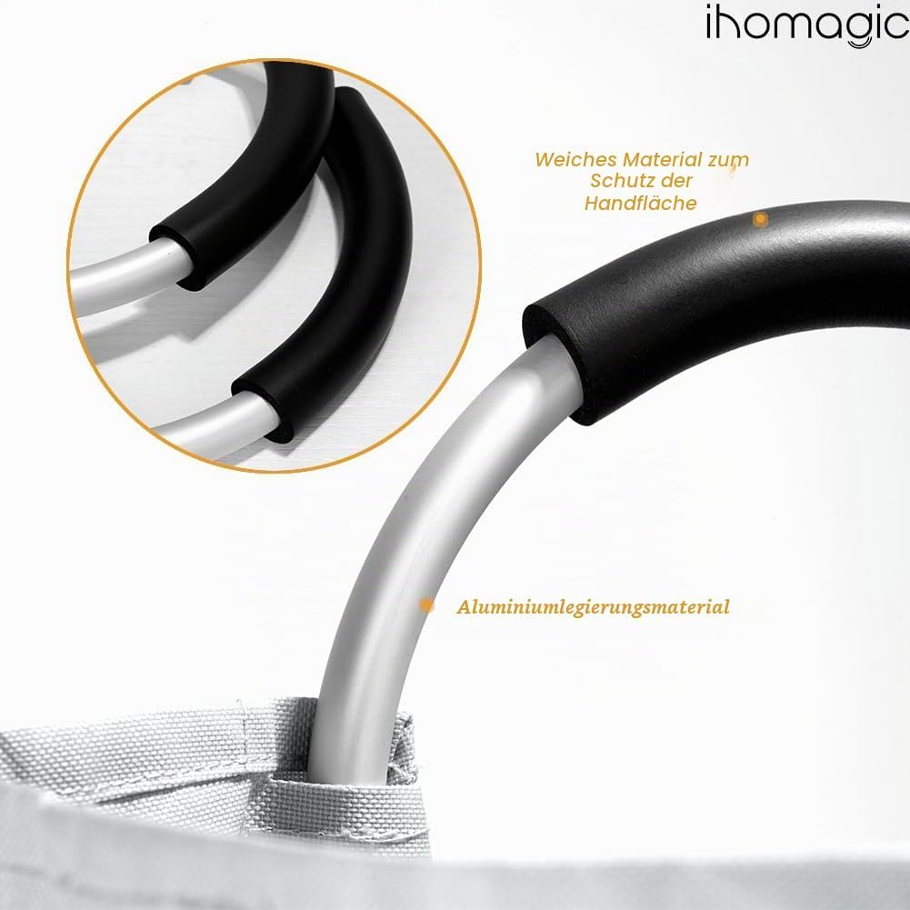 IHOMAGIC 2er Wäschekorb 91L Faltbar Wäschesammler Wäschetonne Stoff Wäschebox mit Griff, Gross Wäsch