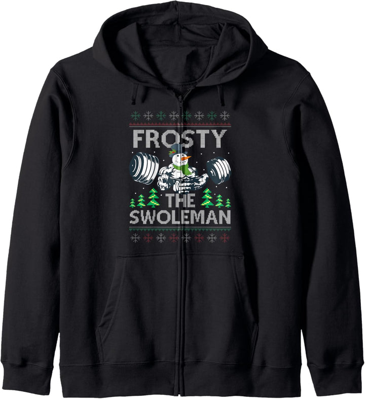 Frosty The Swoleman Ugly Xmas Sweater Lustiger Schneemann Gym Kapuzenjacke