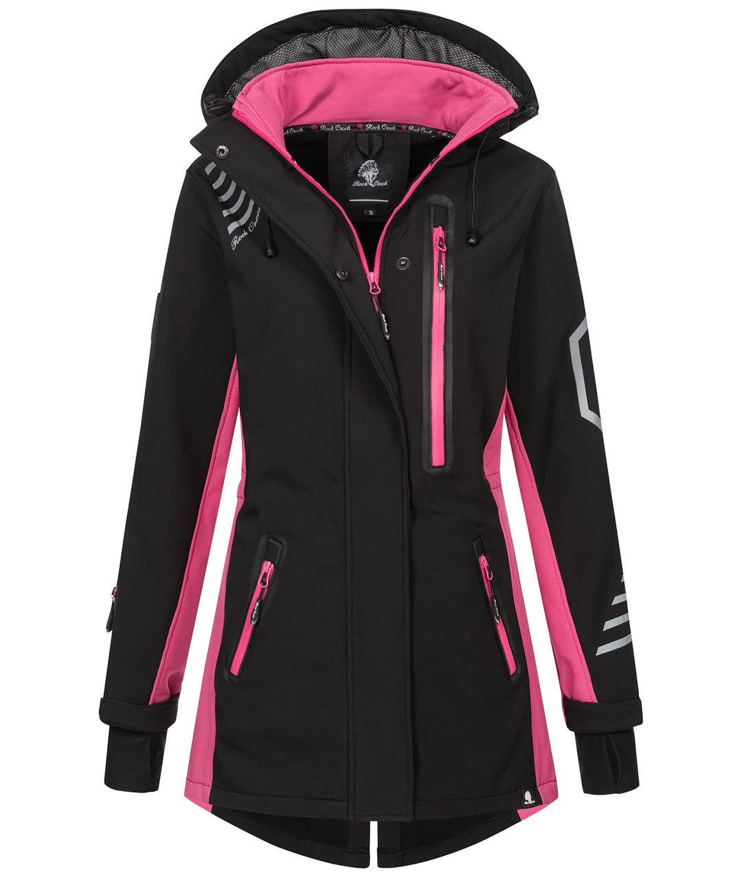 Rock Creek Damen Softshell Jacke Mantel D-491 XS Schwarz-Pink, XS Schwarz-Pink