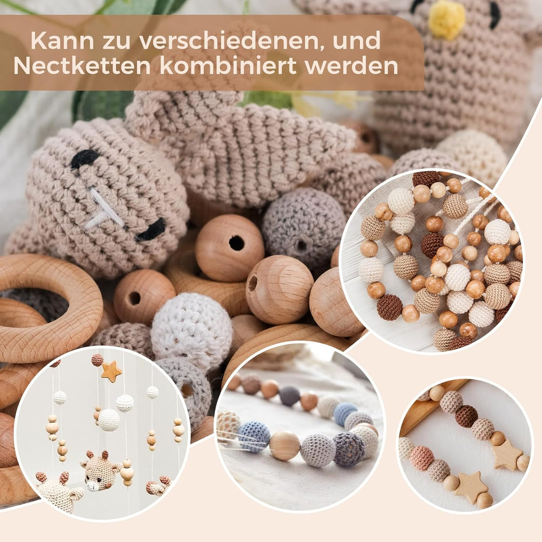 Buchenholz Perlen Selber Machen, Beech Holzperlen Rund Holzkugeln mit Loch zum Auffädeln, Holzperle