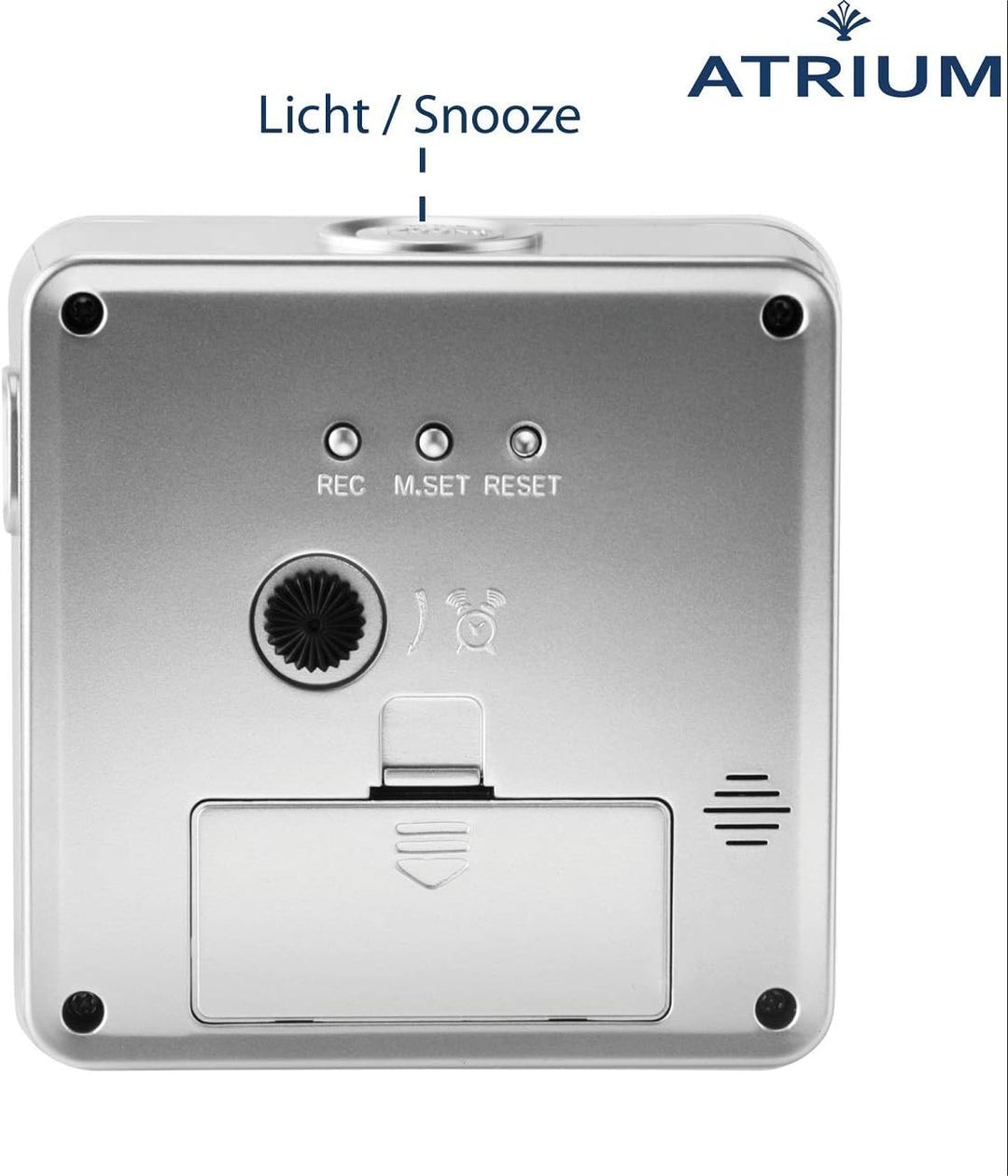 Atrium Funkwecker Analog Quarz ohne Ticken mit Licht und Snooze Leuchtzeiger Silber A660-19