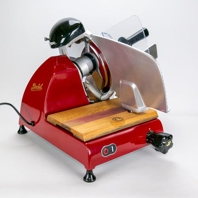 Berkel Red Line 250 rot Profi Aufschnittmaschine + passendem Einlegebrett (Rot)- Sonderangebot