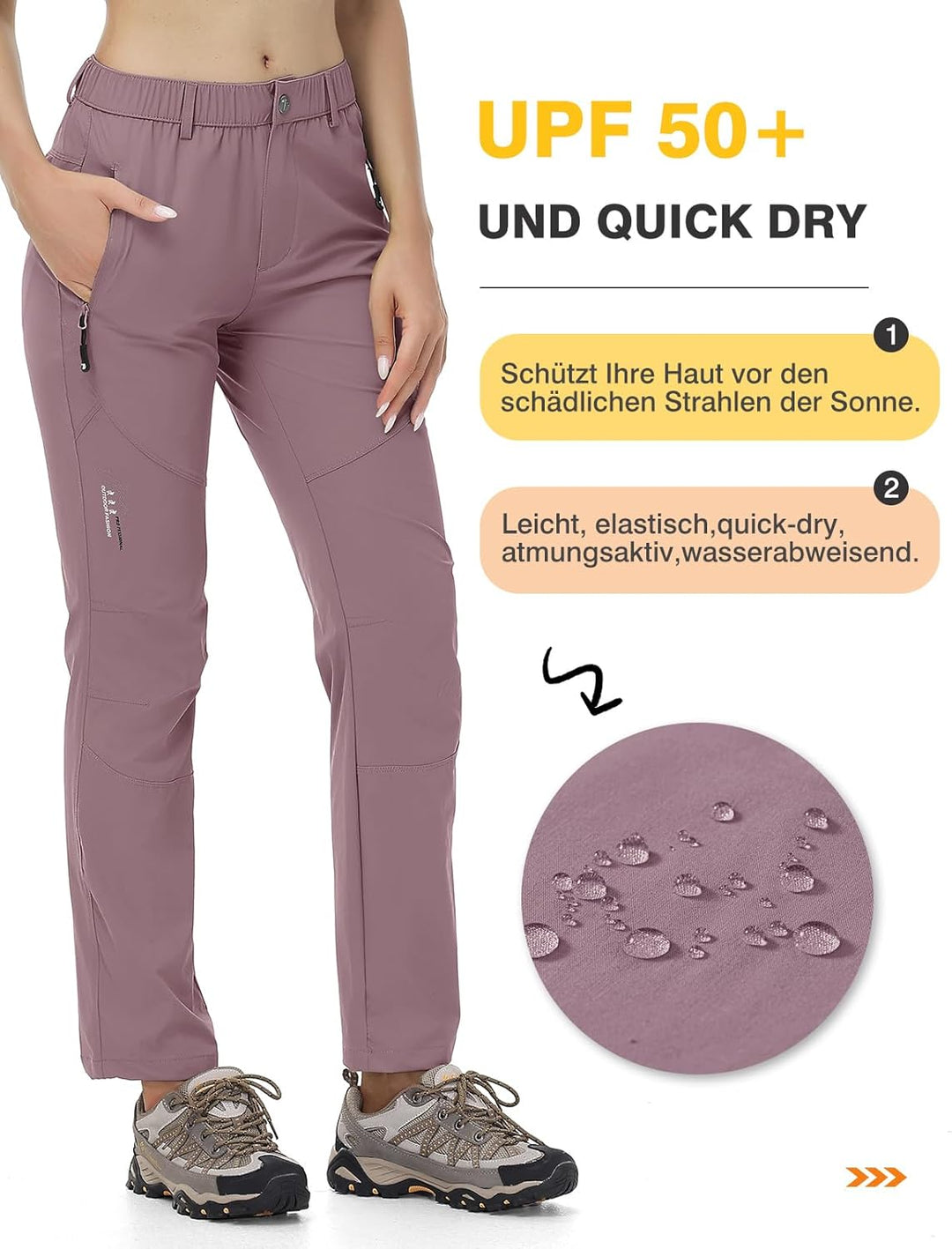 donhobo Damen Outdoor Wanderhose Quick Dry Campinghose Ultraleichter Verschleissfester UV-Schutz Atm