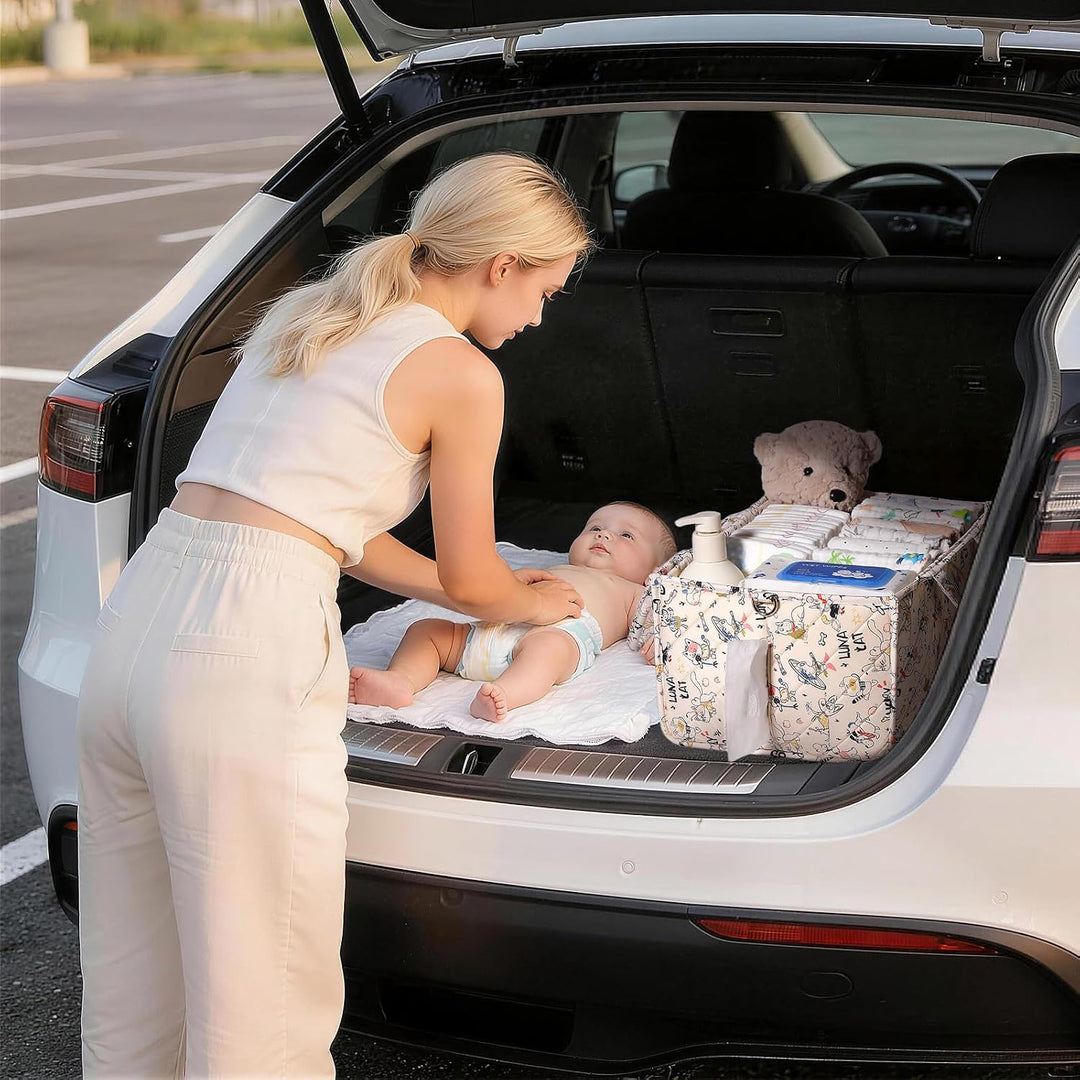 Bunter, niedlicher Organizer für Babywindeln mit Tiermotiven, Aufbewahrungskorb für Windeltaschen un