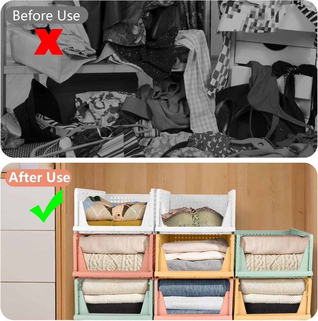 Diealles Shine Stapelbare Schubladenboxen, 8 Stück Kleiderschrank Organizer Ausziehbar, Plastik Schu